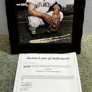 JSA COA - WILLIE MAYS Giants~Mets Baseball Autograph With Wood 11” X 14” plaque!